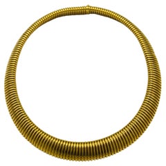 Vintage Carlo Weingrill Yellow Gold Tubogas Necklace 