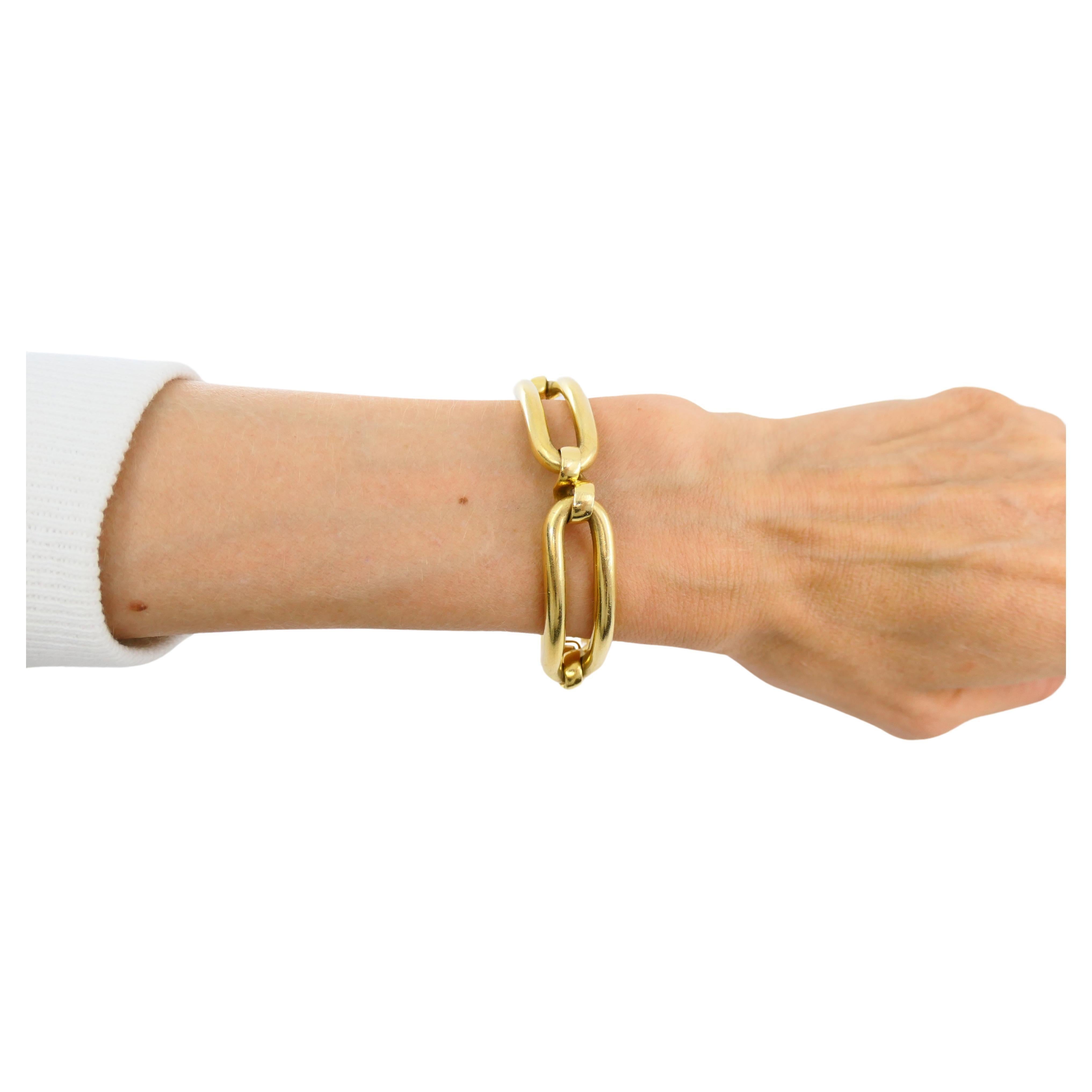 Vintage Carlo Wengrill 18k Gold Oval Link Bracelet For Sale 8