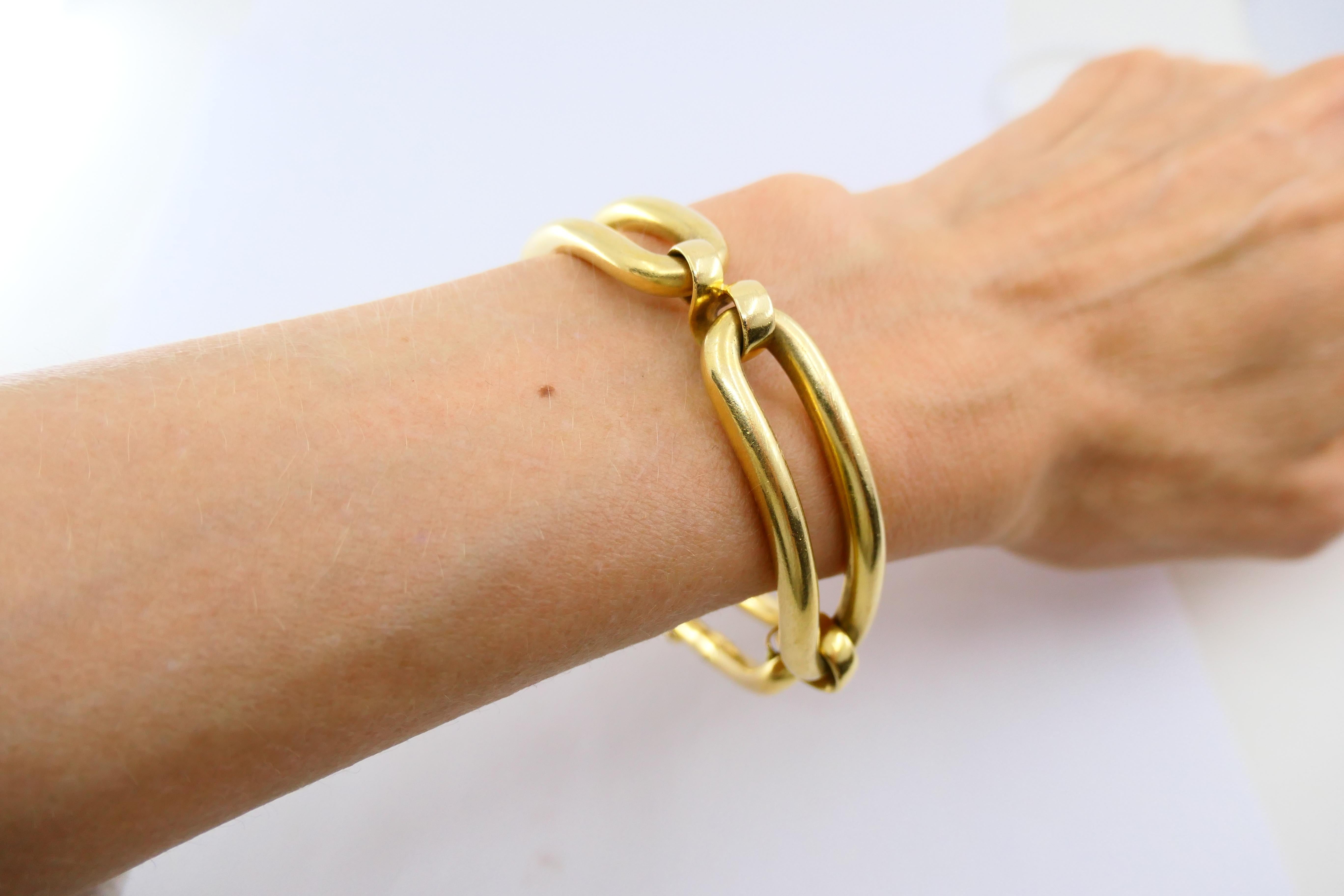 Vintage Carlo Wengrill 18k Gold Oval Link Bracelet In Excellent Condition For Sale In Beverly Hills, CA