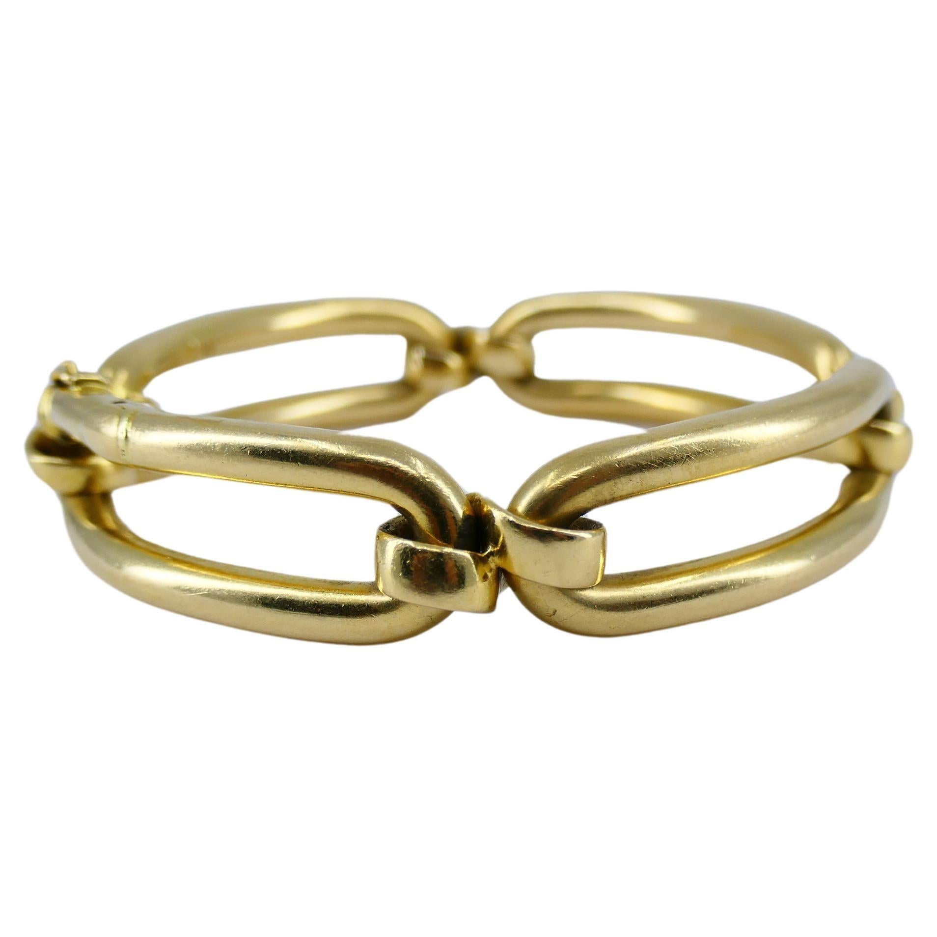 Vintage Carlo Wengrill 18k Gold Oval Link Bracelet For Sale