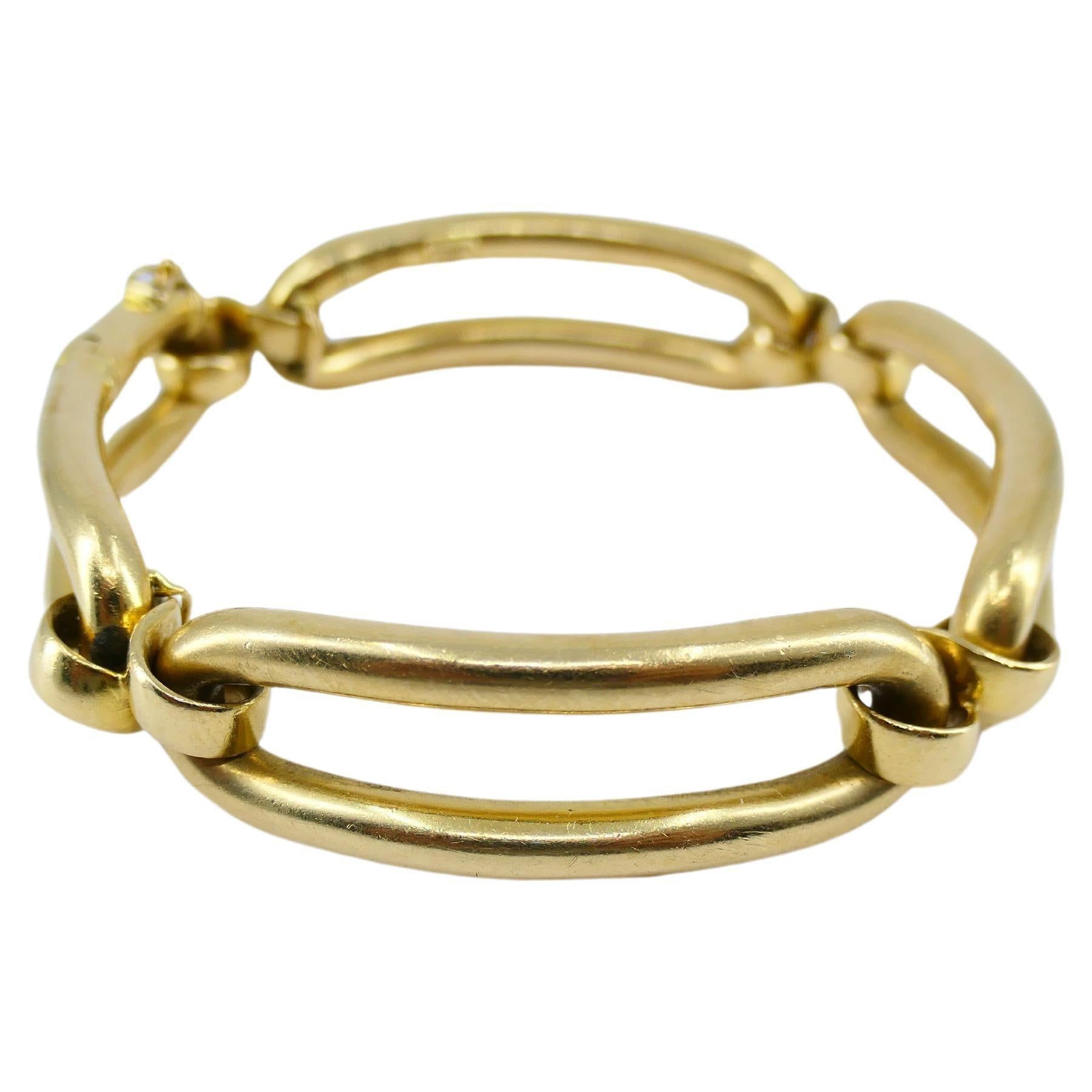 Vintage Carlo Wengrill 18k Gold Oval Link Bracelet For Sale 2