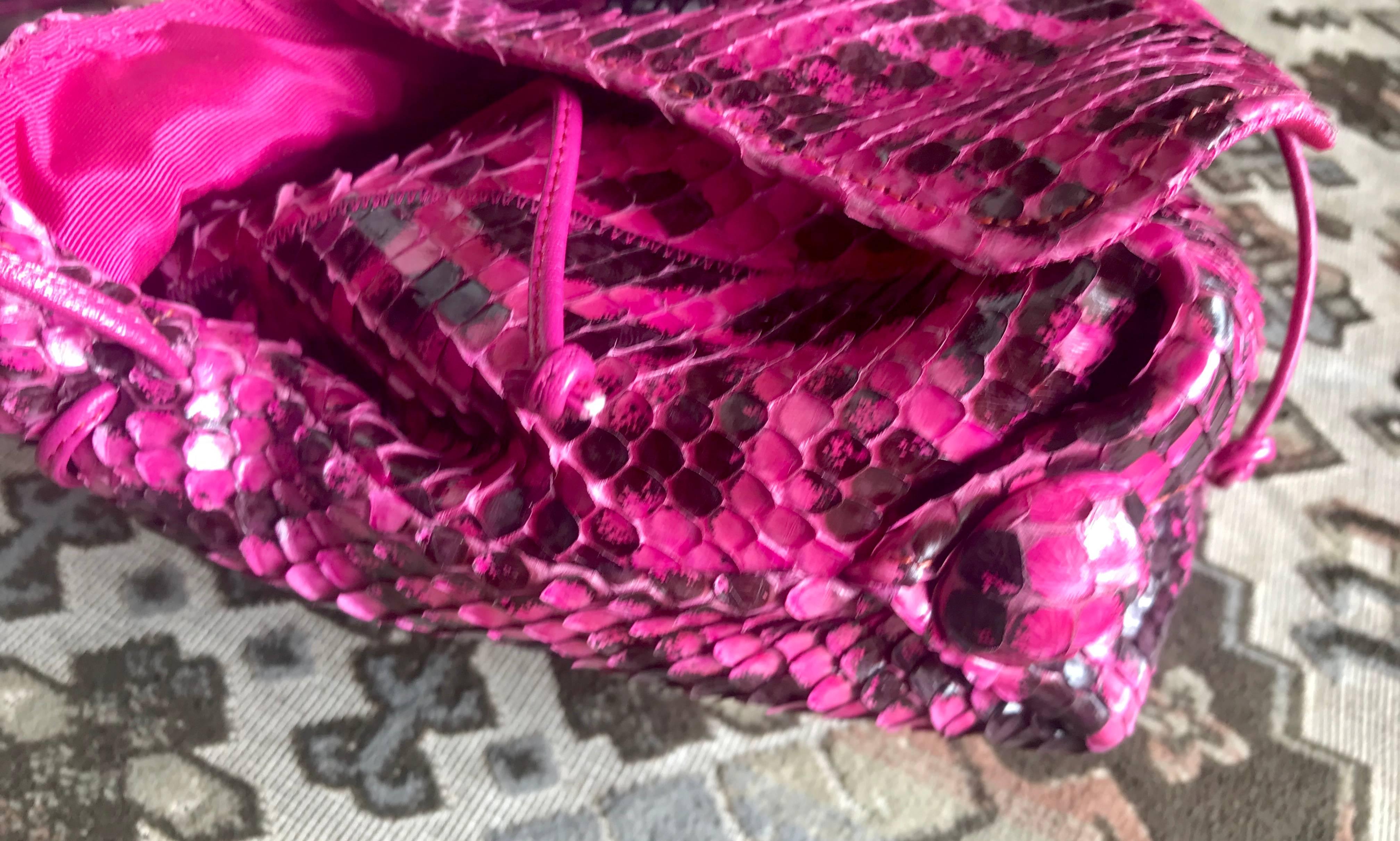 Carlos Falchi Vintage genuine pink and black combo snakeskin shoulder bag  1