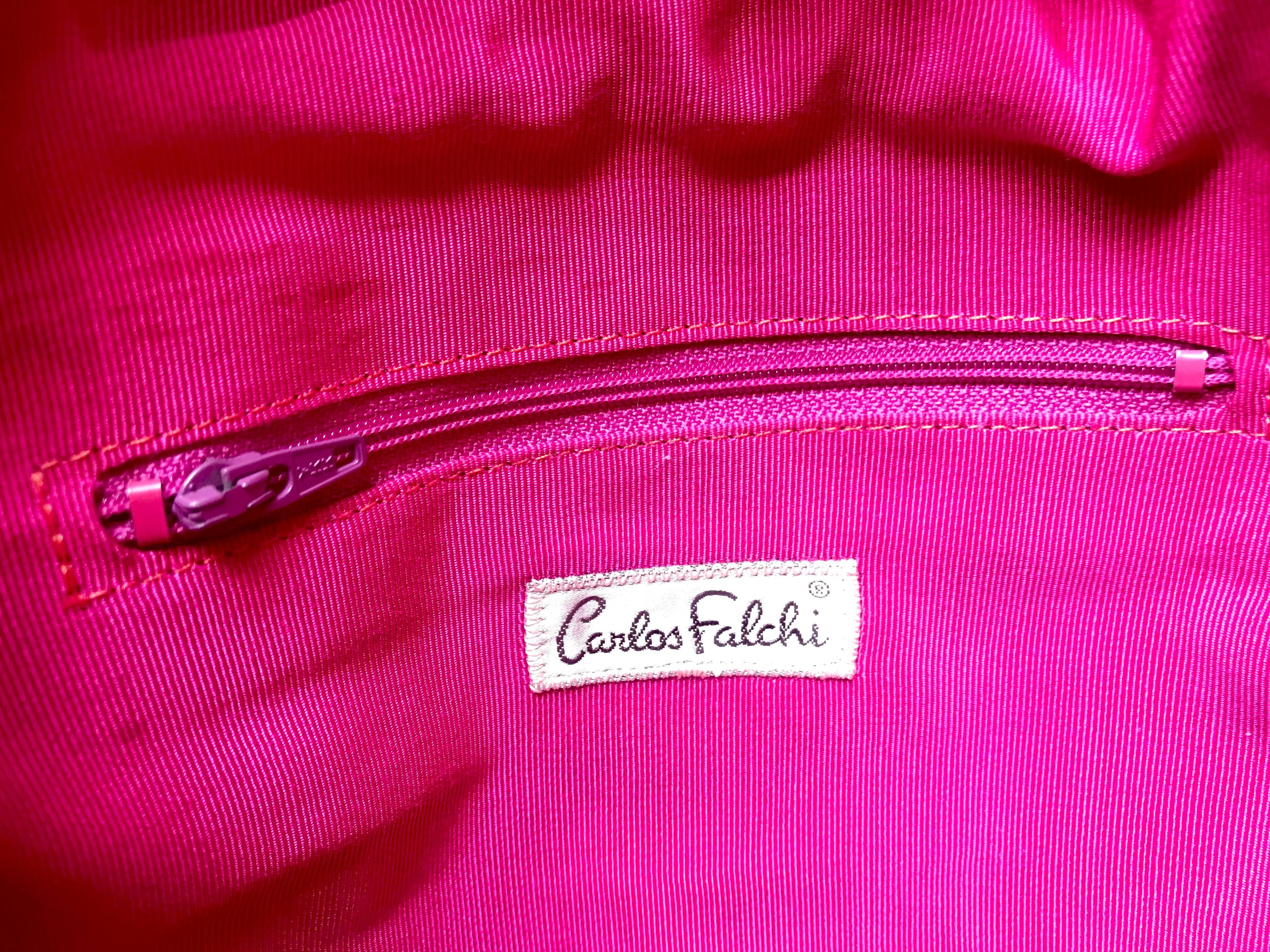 Carlos Falchi Vintage genuine pink and black combo snakeskin shoulder bag  4