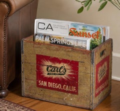 Vintage Carl's San Diego Wooden Beverage Crate, California Advertising, 1940s