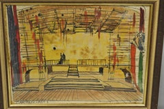 Vintage "Carmen Act I" New York City Opera Watercolor Framed Painting, Signed