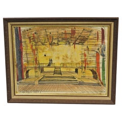 Vintage "Carmen Act I" New York City Opera Watercolor Framed Painting, Signed Vintage "Carmen Act I" New York City Opera Watercolor Framed Painting, Signed