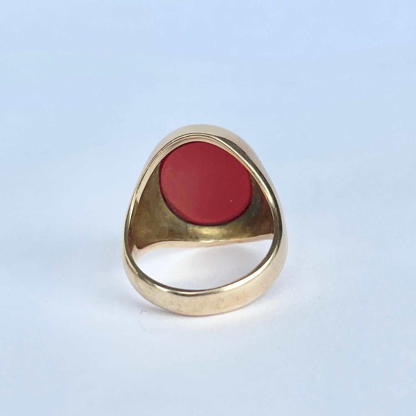 Women's or Men's Vintage Carnelian 9 Carat Gold Signet Ring 