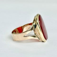 Vintage Carnelian and 10 Carat Rose Gold Signet Ring