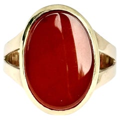 Vintage Carnelian and 10 Carat Rose Gold Signet Ring