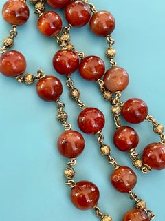 Vintage Carnelian and 14 Karat Yellow Gold Spacer Bead Necklace