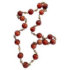 Vintage Carnelian and 14 Karat Yellow Gold Spacer Bead Necklace