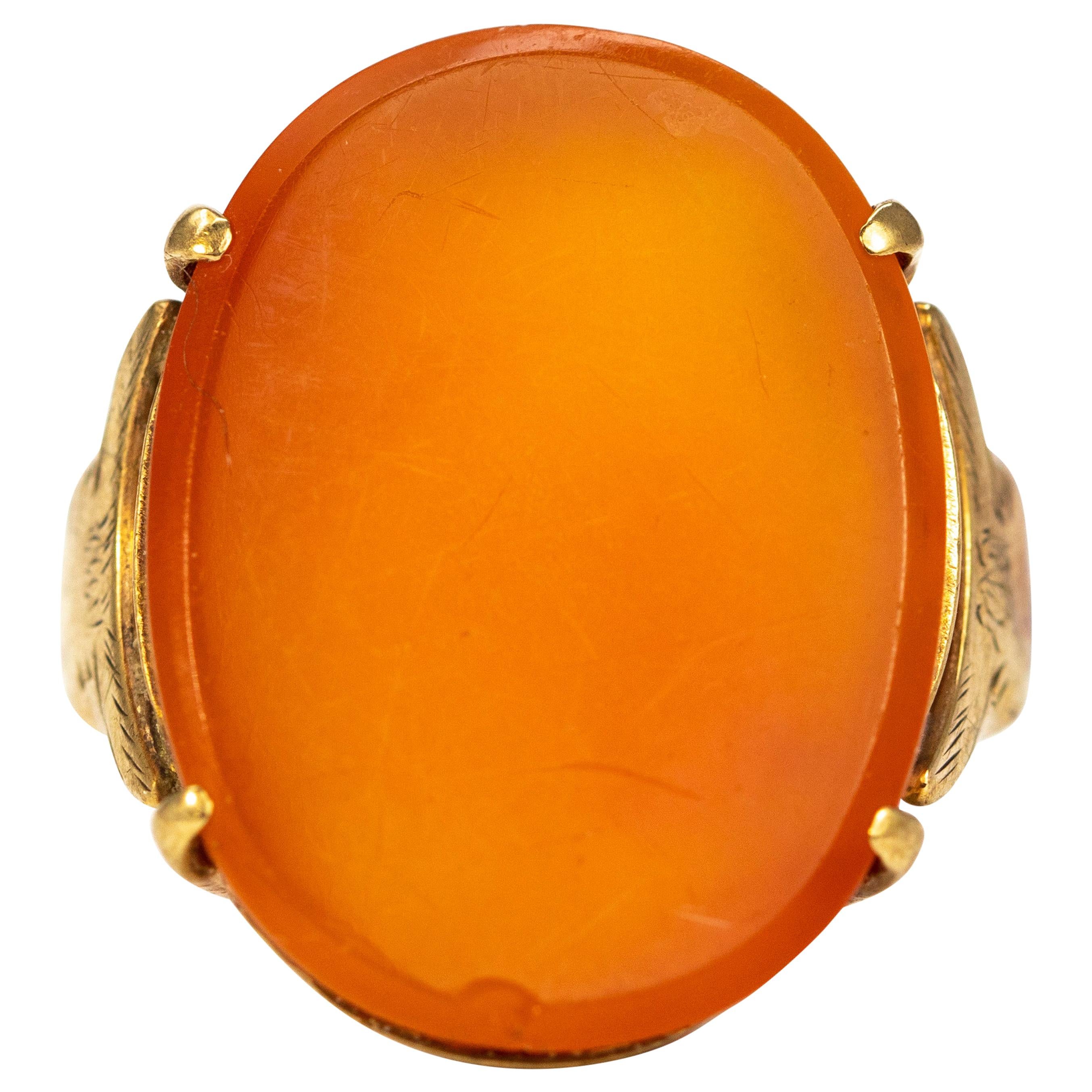 Vintage Carnelian and 9 Carat Gold Ring
