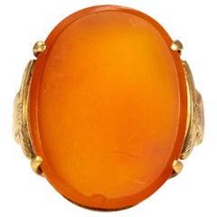 Vintage Carnelian and 9 Carat Gold Ring