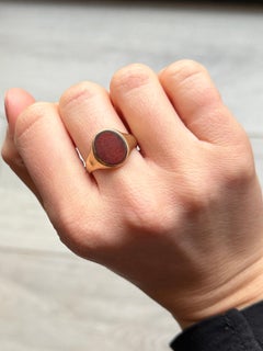 Vintage Carnelian and 9 Carat Gold Signet Ring