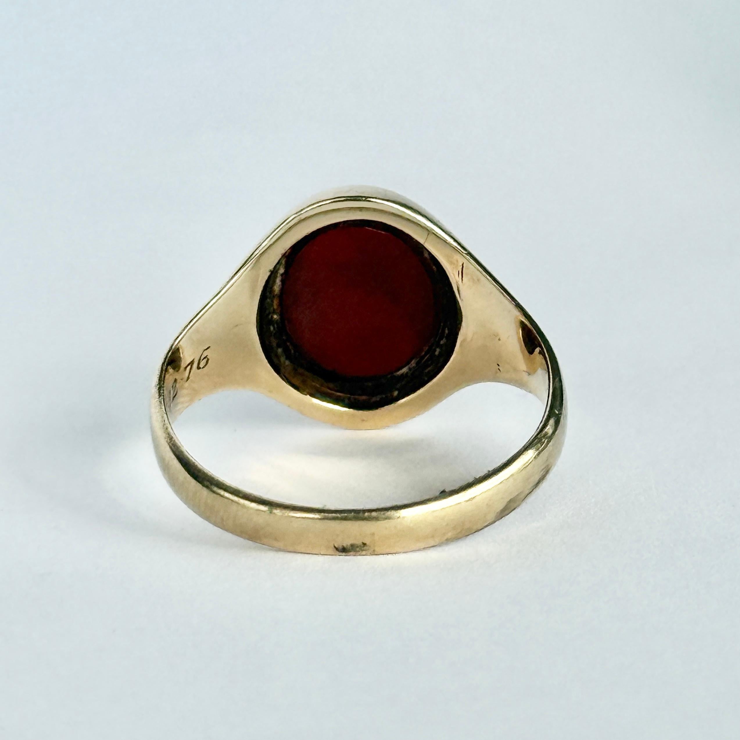 Siegelring mit Karneol und 9 Karat Gold im Zustand „Gut“ im Angebot in Chipping Campden, GB