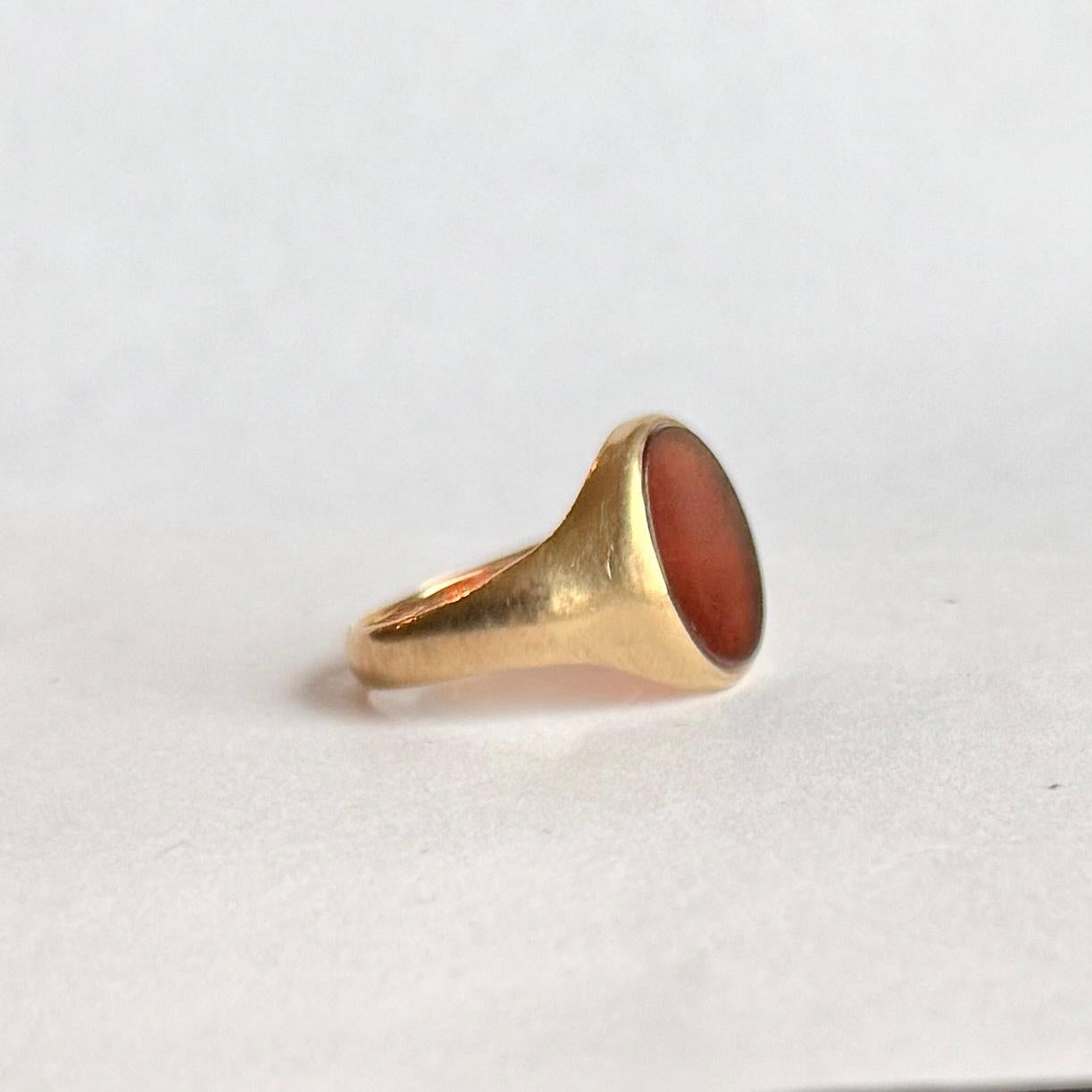 Women's or Men's Vintage Carnelian and 9 Carat Gold Signet Ring