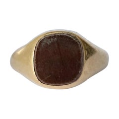 Vintage Carnelian and 9 Carat Gold Signet Ring