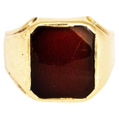 Vintage Carnelian and 9 Carat Gold Signet Ring