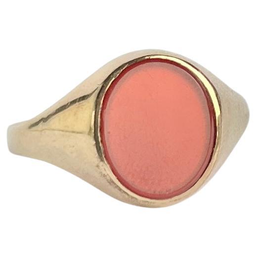 Vintage Carnelian and 9 Carat Gold Signet Ring