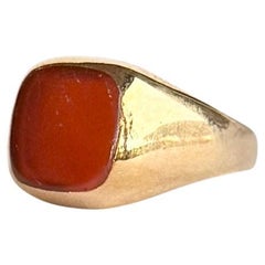 Vintage Carnelian and 9 Carat Gold Signet Ring