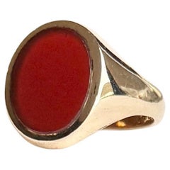 Bague signet vintage en cornaline et or 9 carats