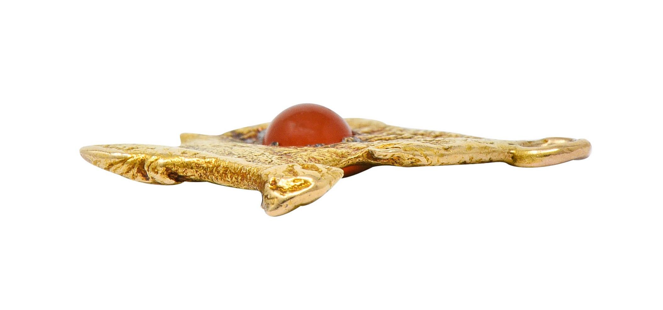 Vintage Carnelian Cabochon 18 Karat Gold Paris France Charm 1