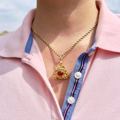 Vintage Carnelian Cinderella Carriage Pendant, 18K