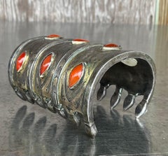 Vintage Carnelian Gilt Silver Turkoman Cuff