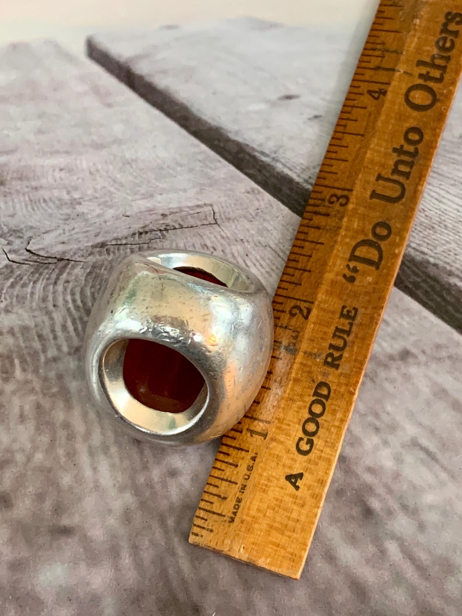 Vintage Carnelian Oval Cabochon Stamped .925 Sterling Silver Ring 5