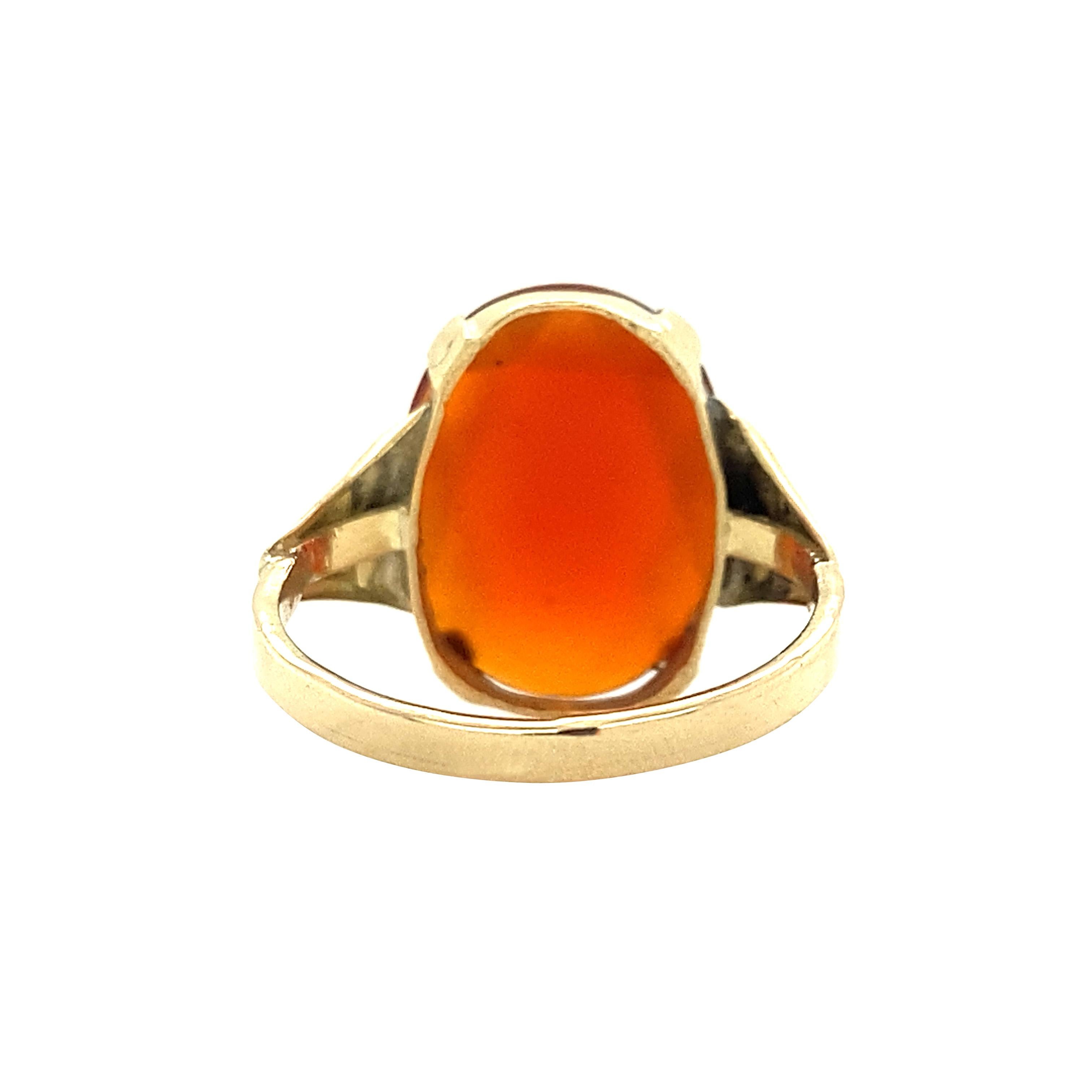 Vintage Carnelian Rose-Cut Gemstone Ring, 12K Yellow Gold Size 6.5 In Good Condition For Sale In AMSTERDAM, NL
