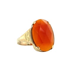 Vintage-Edelsteinring mit Karneol im Rosenschliff, 12K Gelbgold Größe 6,5