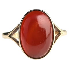 Vintage Carnelian signet ring, 9k gold, Cabochon