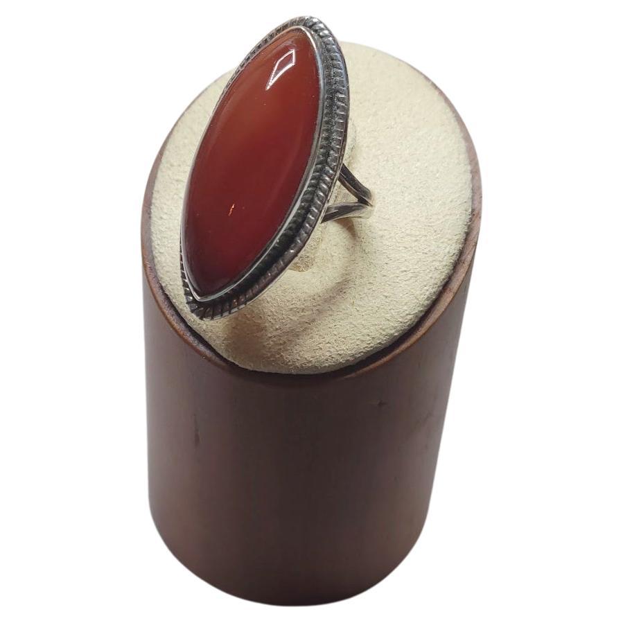 Vintage Carnelian Sterling Silver Ring For Sale