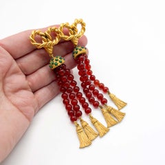 Vintage Carnelian Tassel Earrings 1980s