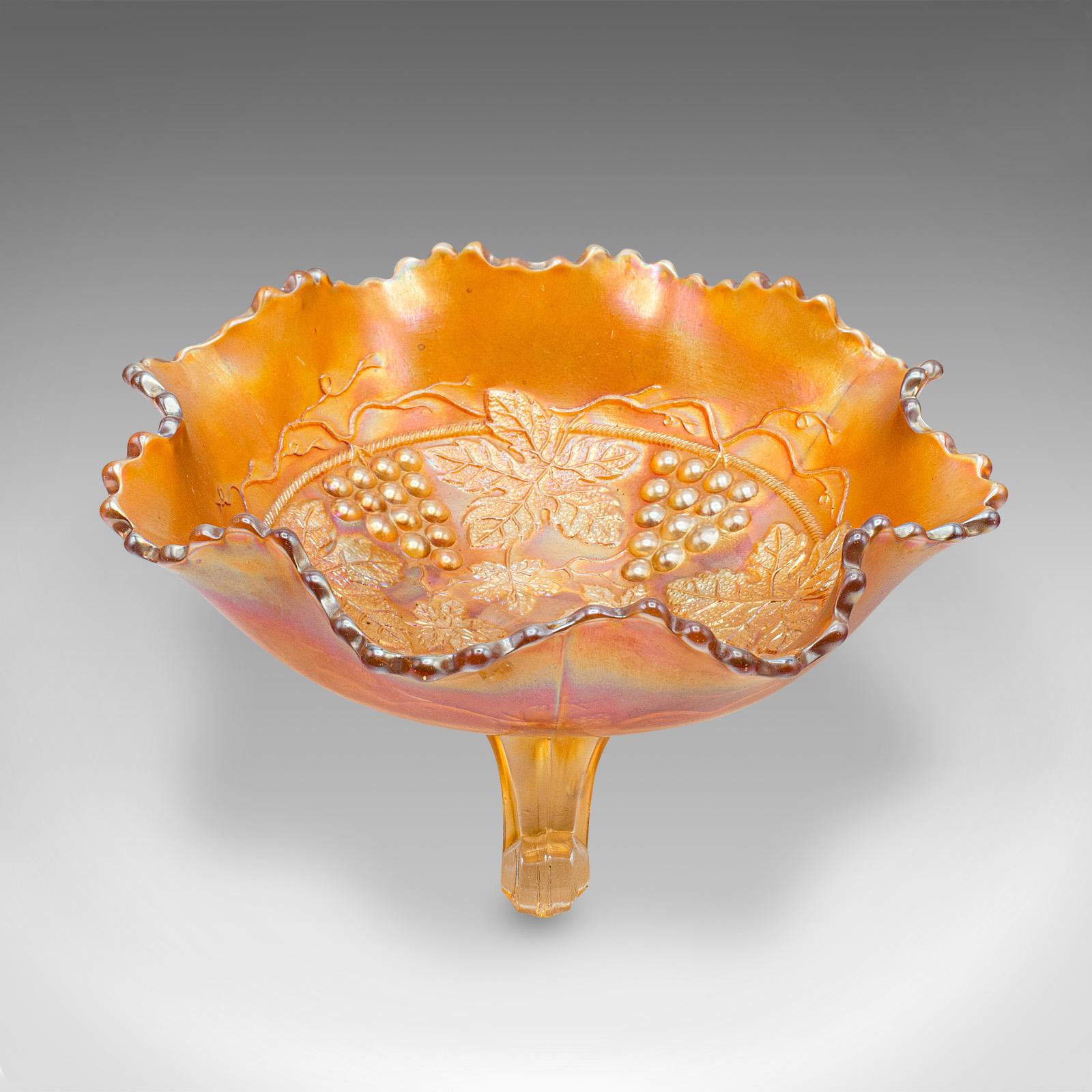 Art Deco Vintage Carnival Bowl, English Lustre Glass, Decorative Confectionery Dish, 1930 For Sale