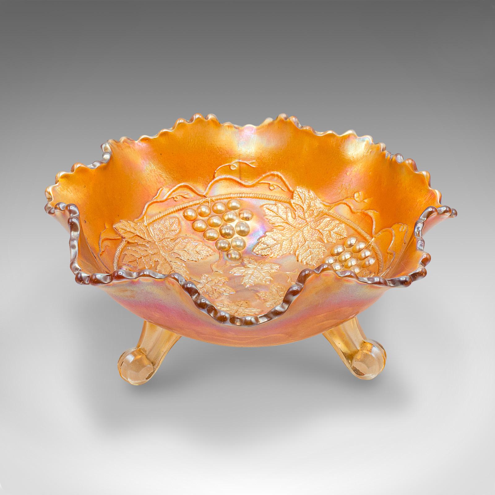 British Vintage Carnival Bowl, English Lustre Glass, Decorative Confectionery Dish, 1930 For Sale