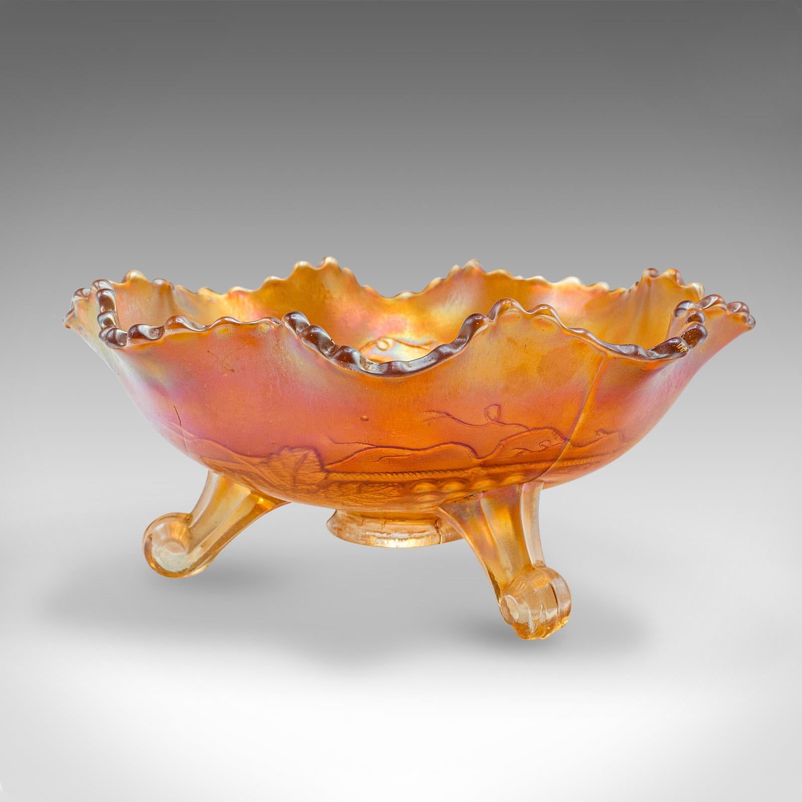 Vintage Carnival Bowl, English Lustre Glass, Decorative Confectionery Dish, 1930 In Good Condition For Sale In Hele, Devon, GB