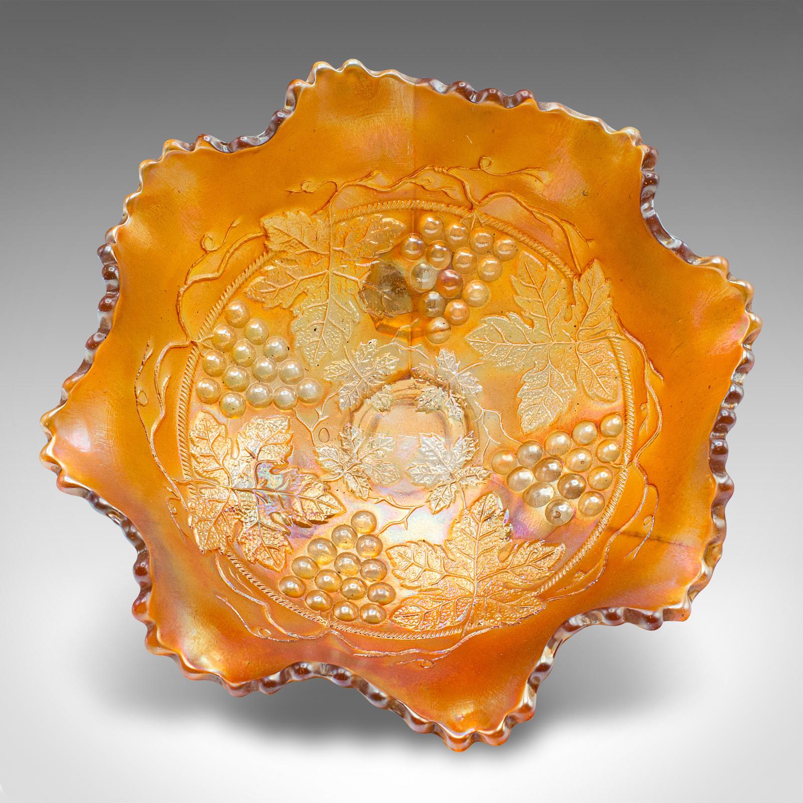 Vintage Carnival Bowl, English Lustre Glass, Decorative Confectionery Dish, 1930 For Sale 1