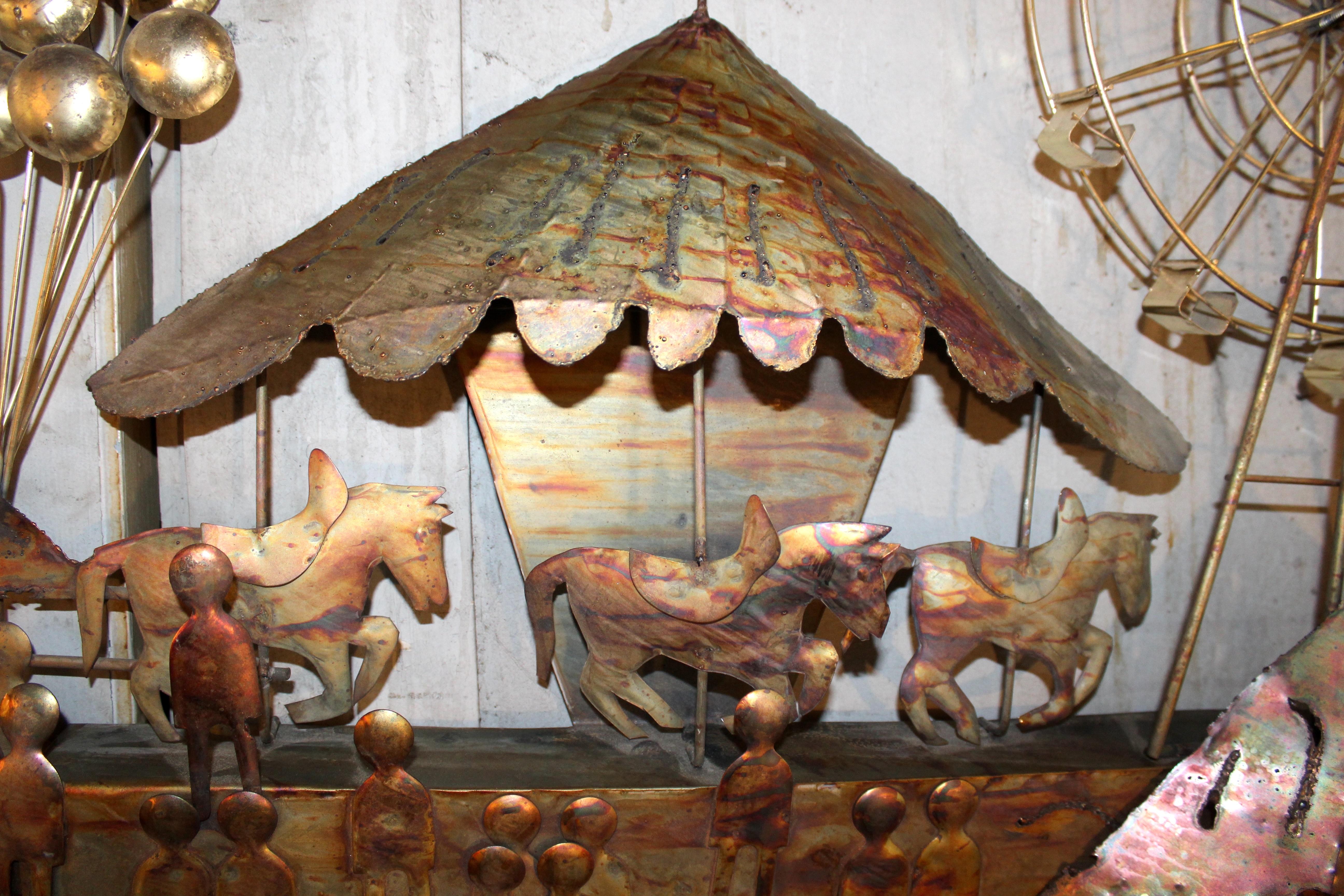 Vintage Karneval Szene Kupfer Wand Kunst (amerikanisch) im Angebot