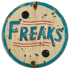 Retro Carnival Sideshow Sheet Iron Freaks Sign