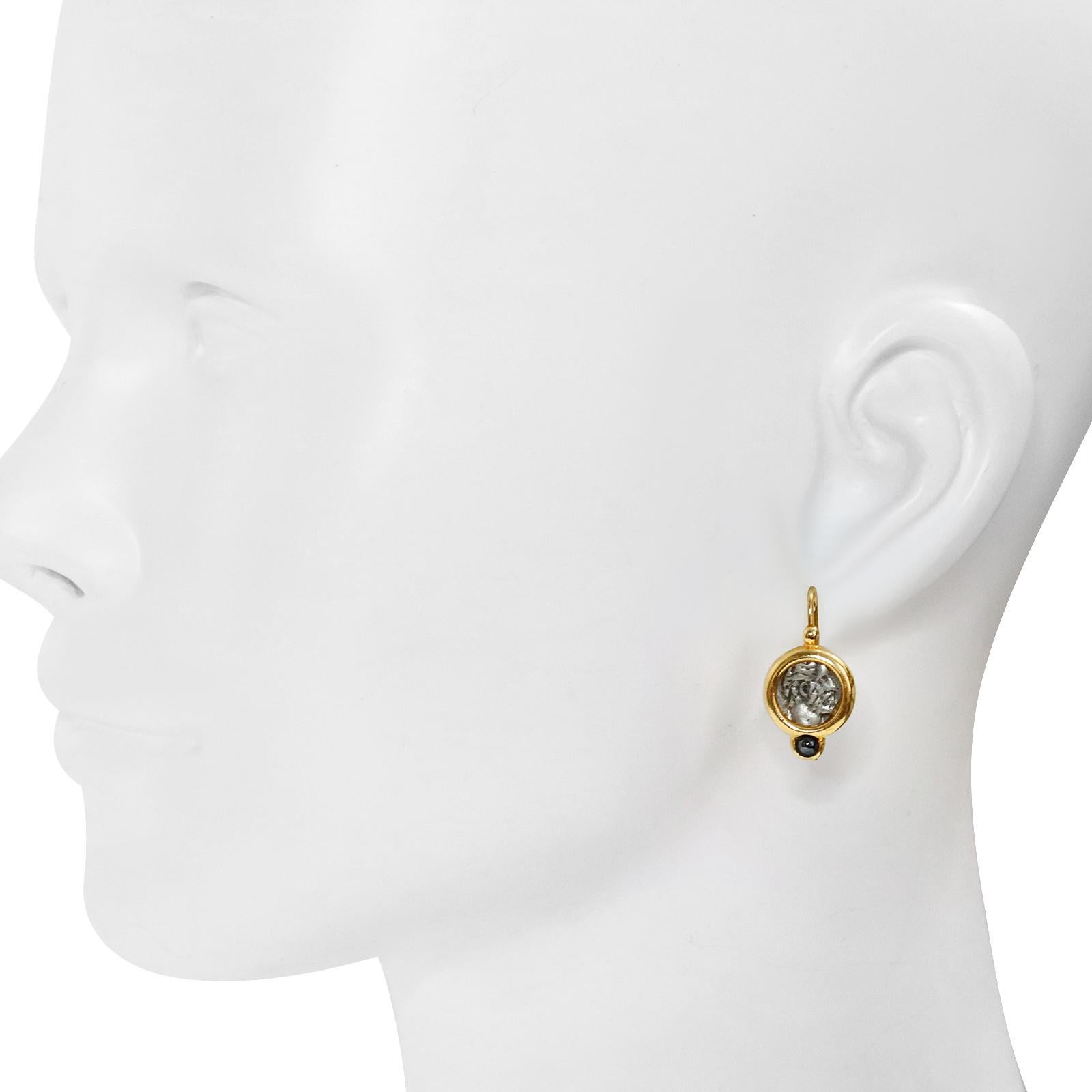 Vintage Carolee Coin Drops in Silver and Gold with Black Stone 1
