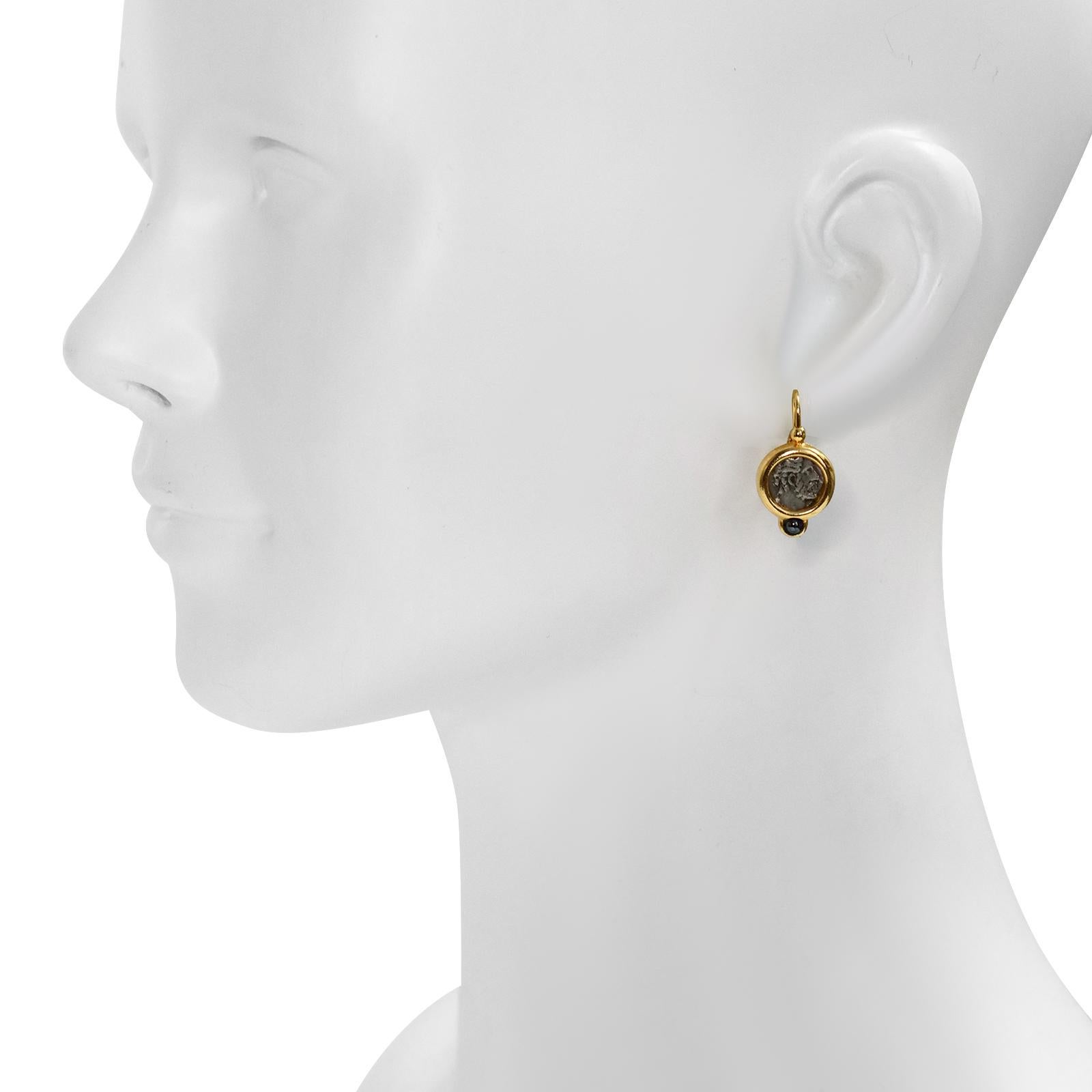 Vintage Carolee Coin Drops in Silver and Gold with Black Stone 2