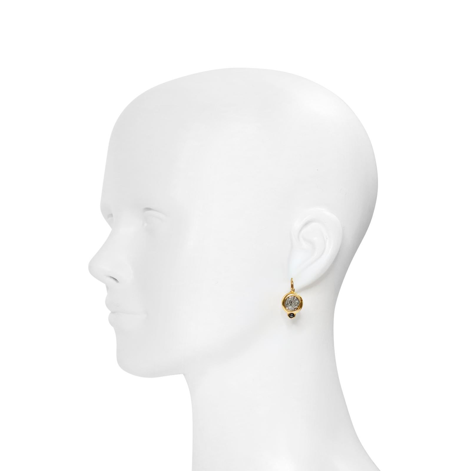 Vintage Carolee Coin Drops in Silver and Gold with Black Stone 3