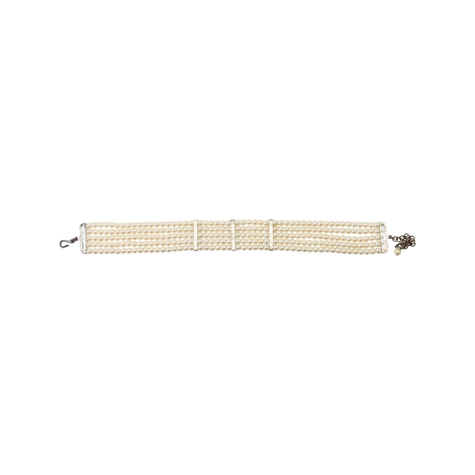 Vintage Carolee Faux Pearl Choker With Diamante circa 1980s 3