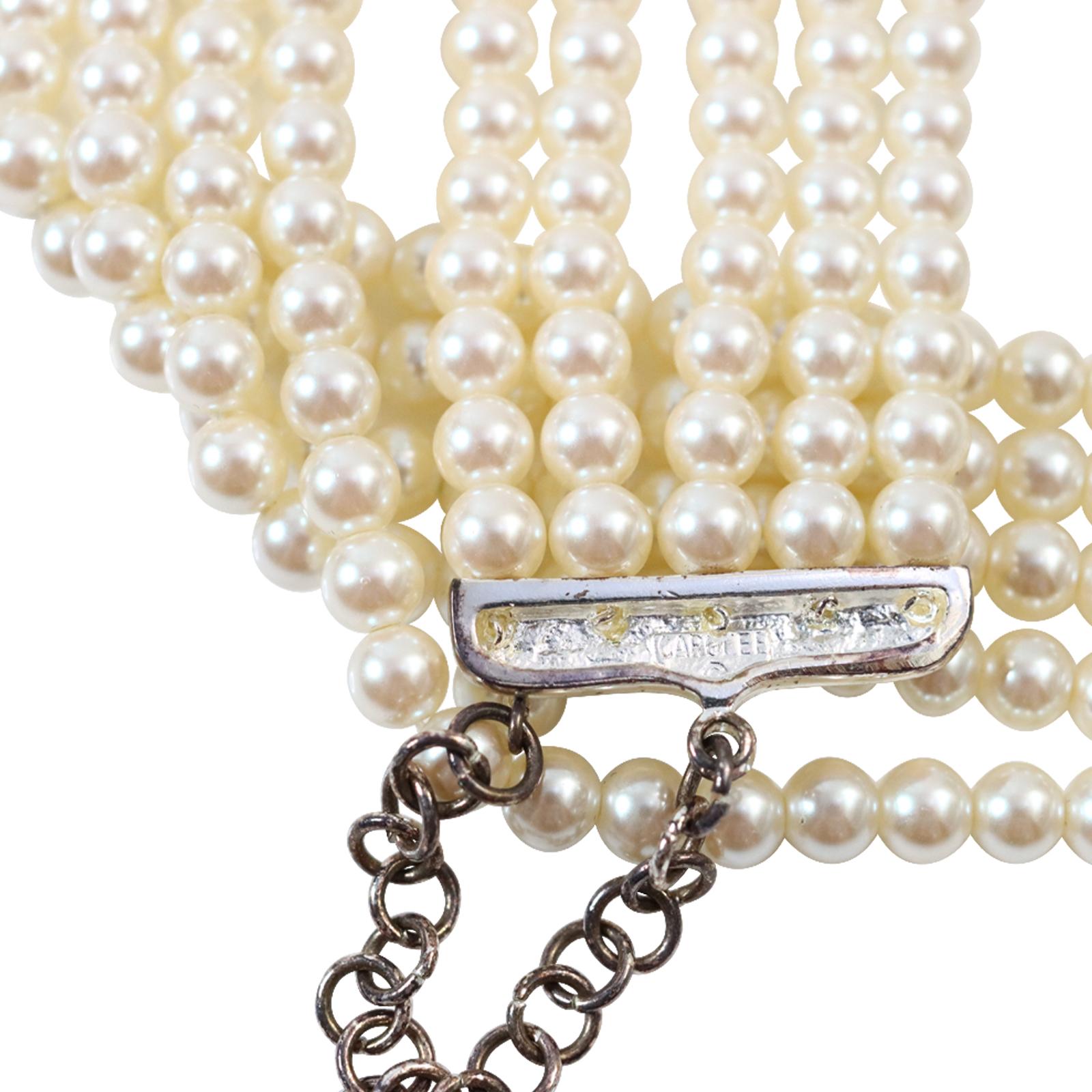 Vintage Carolee Faux Pearl Choker With Diamante circa 1980s 4