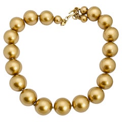Retro CAROLEE gold beaded chunky designer runway necklace