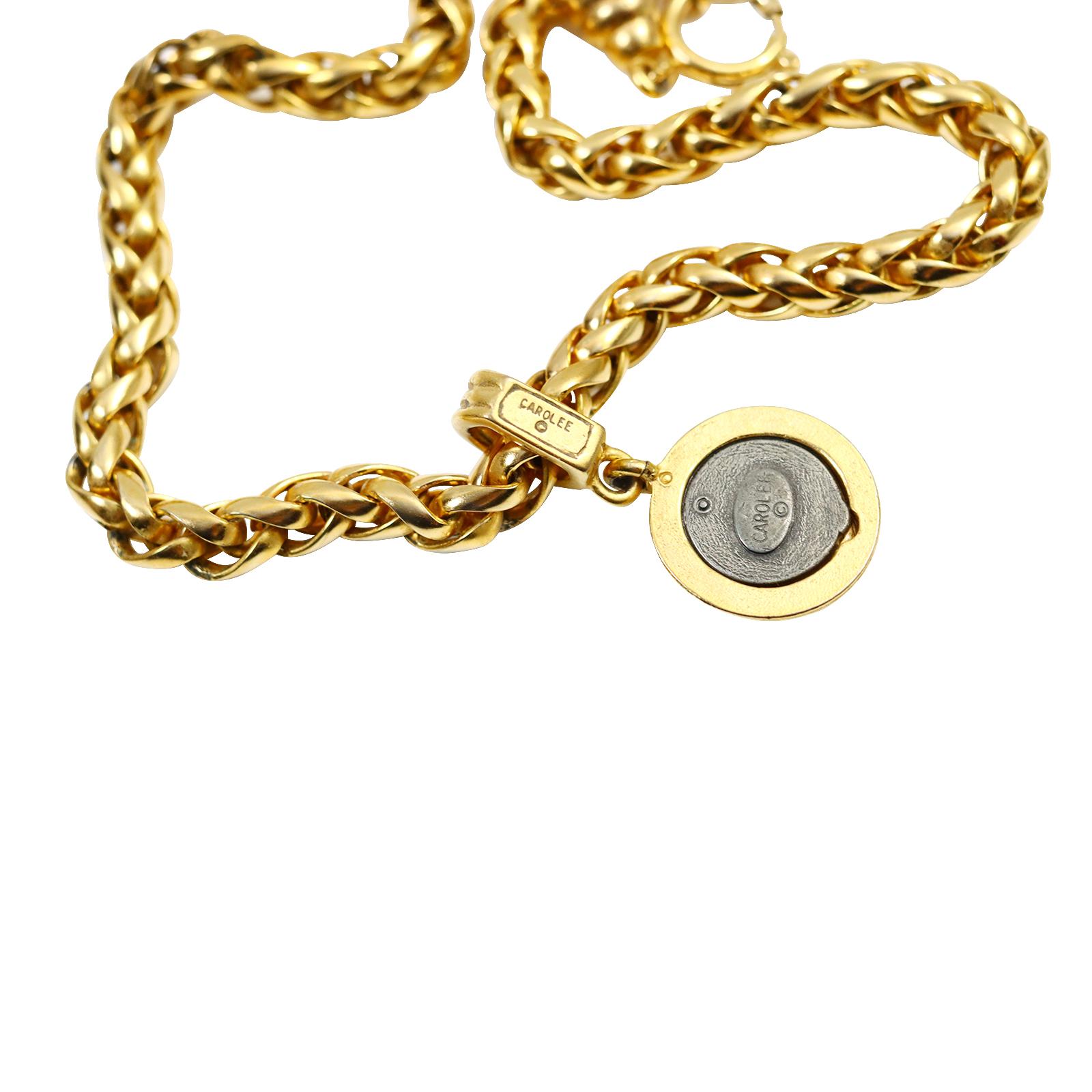 Vintage Carolee Gold Chain and Dangling Coin Necklace, circa 1990s For Sale 3