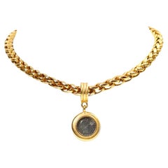 Vintage Carolee Gold Chain and Dangling Coin Necklace, circa 1990s