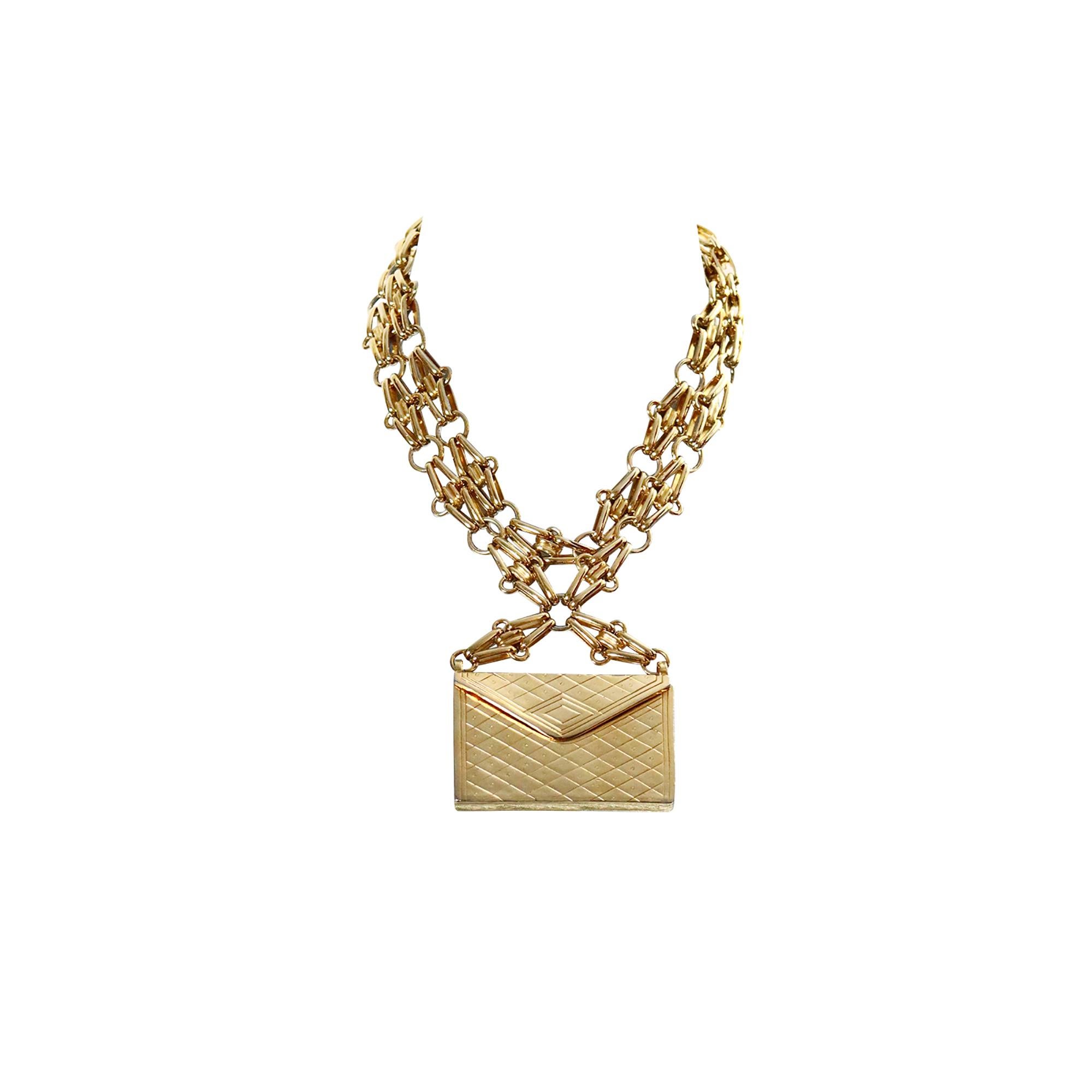Collar largo vintage Carolee en tono dorado Circa años 80 en venta 3
