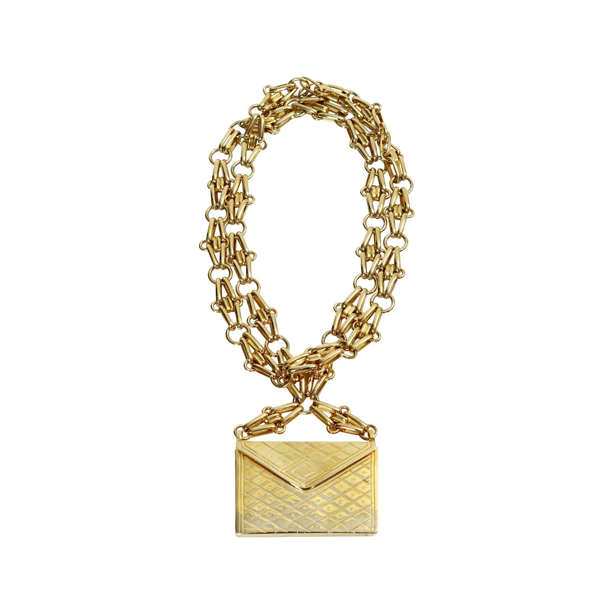 Collar largo vintage Carolee en tono dorado Circa años 80 en venta 4